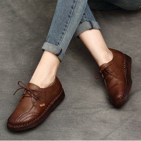 Retro Soft Leather Handmade Comfortable Shoes 35-43
