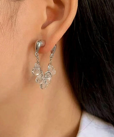 Oversize Silk Copper Overgild Crystal Water Droplet Hoop Earrings