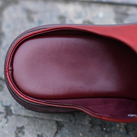 Cozy Leather Simple Handmade Platform Slippers