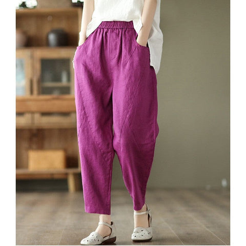 Women Minimalist Casual Loose Linen Pants