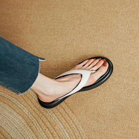 2024 New Genuine Leather Women Shoes Outdoor Beach Slippers Fashion Casual Summer Women Flip-flops Female Soft Shoes 34-40