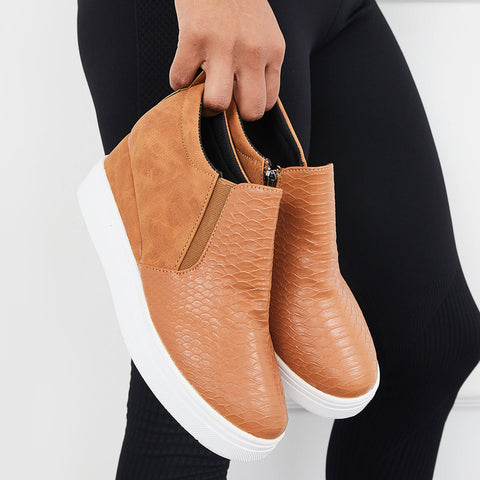 Casual Slip on Platform Wedge Sneakers Hidden Wedge Booties