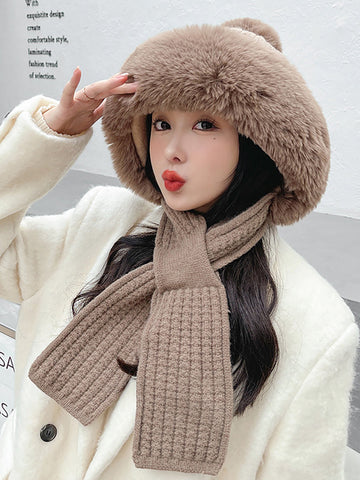 Women Winter Solid Color Korean Adult Plush Hat