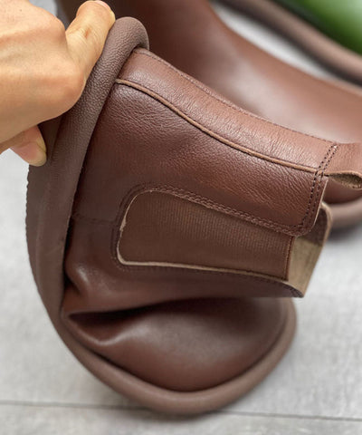 Coffee Boots Cowhide Leather Fashion Shelsea Boots