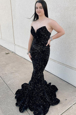 Mermaid Sweetheart Pink Sequins Long Prom Dress
