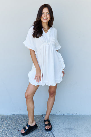 Strandkleid mit Rüschen in voller Größe, Weiß