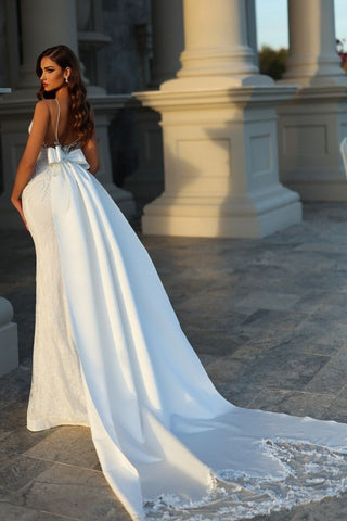 Sweetheart Mermaid Wedding Dress Bowknot With Lace