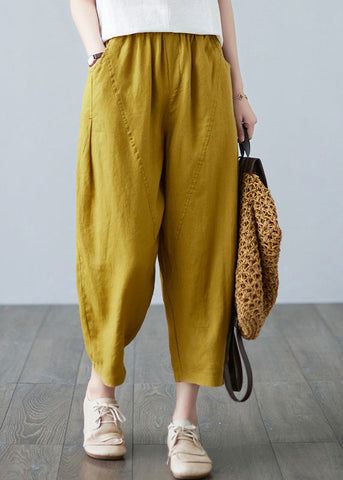 Women Ginger Patchwork Solid Crop Pants Summer