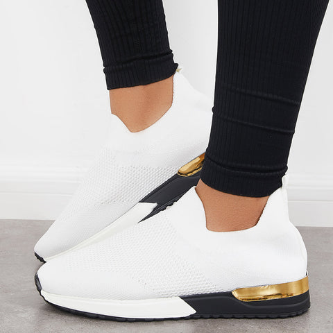 Lässige Slip-on-Strick-Loafters, atmungsaktive Wanderschuhe