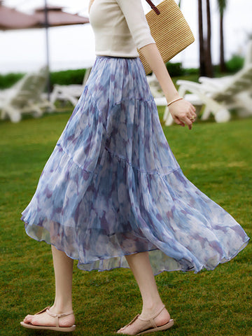 Olivia Classic Ink Printed Ruffle Skirt