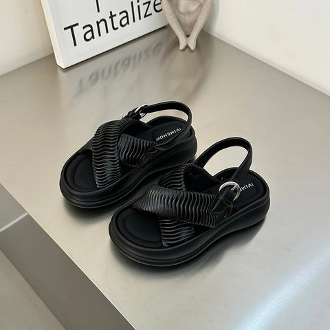 Designer Summer Open Toe Women Sandals Fashion Soft Sole Platform Flats Shoes Outdoor Casual Office Lady Sandalias