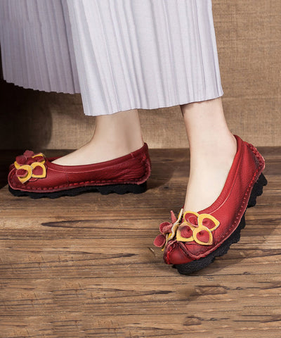 Mulberr Rindsleder Splicing Flower Flache Schuhe für Damen