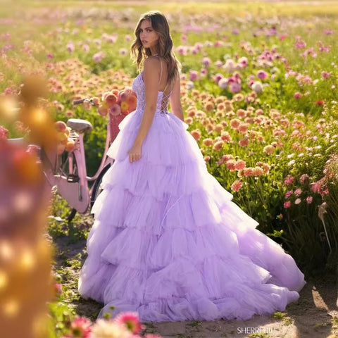 Hochwertiges lila Ballkleid für Damen, leichtes Luxus-Sling-Kuchenrock mit Spitzendekoration für Fotografie-Abendkleid 