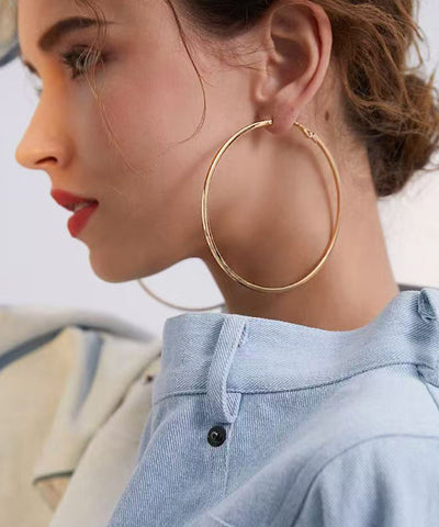 Boho Golden Oversized Fashion Metal Hoop Earrings