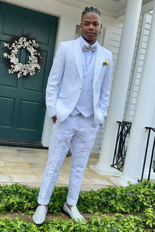 Shawl Lapel One Button White Men's Prom Suits