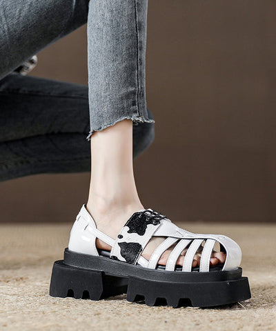Plateau-Sandalen mit schwarzem Leopardenmuster und römischen Sandalen 2025, neues ausgehöhltes Design