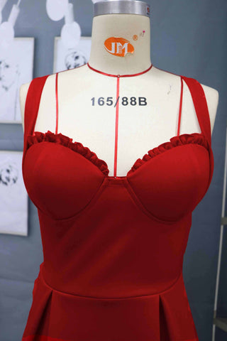 Charmantes ärmelloses rotes Homecoming-Kleid, knöchellanges Abend- und Partykleid