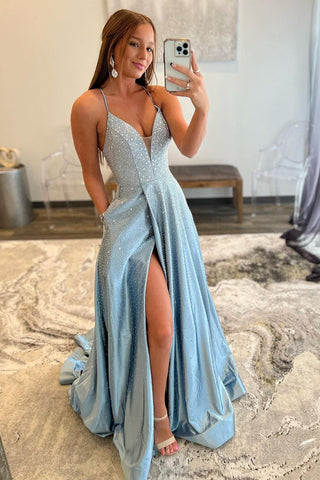 Spaghetti Straps A Line Prom Dress