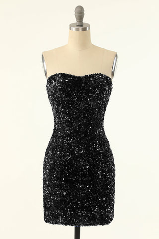 Robe moulante de soirée à paillettes en cœur