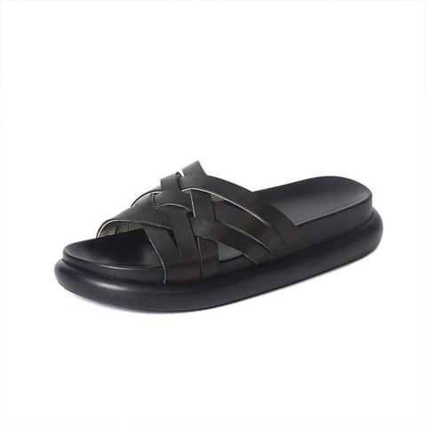 Summer Stylish Plaited Leather Casual Slippers
