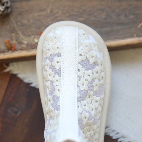 Damen Sommer Retro Stickerei Canvas Stiefeletten