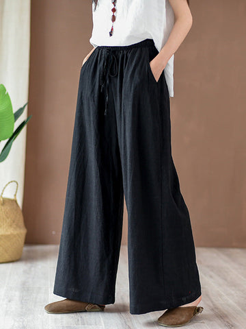 Vintage Linen Wide Leg Ramie Pants