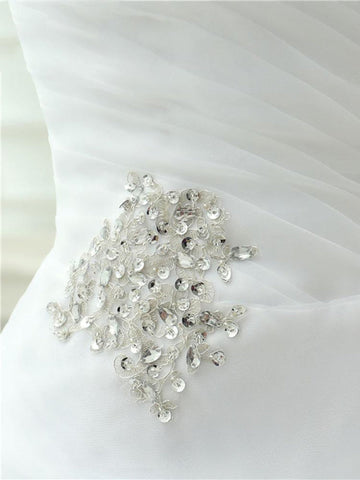 Elegant Off-the-Shoulder Crystal Tulle Wedding Dresses