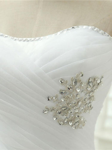 Elegant Off-the-Shoulder Crystal Tulle Wedding Dresses