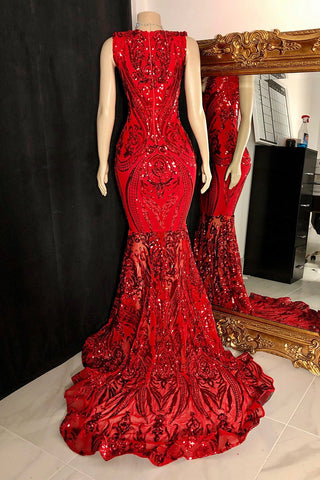 Elegant Sequins Mermaid Prom Dress Sleeveless V-Neck Online