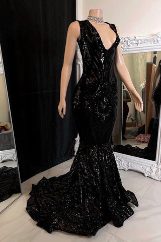 Elegant Sequins Mermaid Prom Dress Sleeveless V-Neck Online