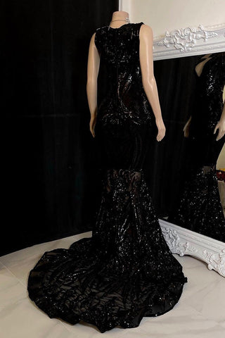 Elegant Sequins Mermaid Prom Dress Sleeveless V-Neck Online