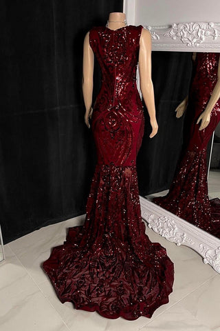 Elegant Sequins Mermaid Prom Dress Sleeveless V-Neck Online