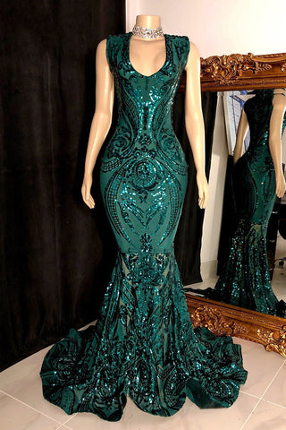 Elegant Sequins Mermaid Prom Dress Sleeveless V-Neck Online