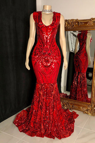 Elegant Sequins Mermaid Prom Dress Sleeveless V-Neck Online