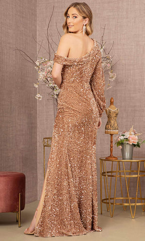 Bishop Sleeve Sequin Evening Dress