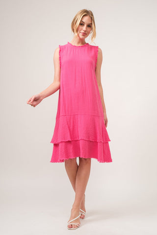 Fringe Detail Tiered Midi Dress