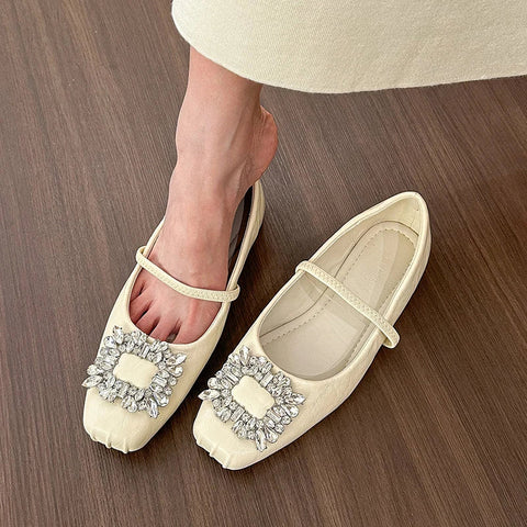 Designer Kristall Damen Ballerinas Mode Damen Casual Weiche Sohle Flats Frühling Damen Komfort Gummiband Ballerina Schuhe