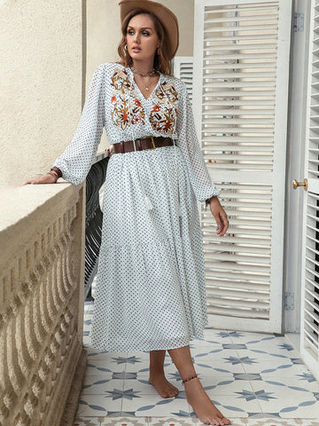 Langärmliges Midikleid in Übergröße