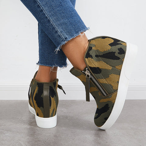Casual Hidden Wedge Sneakers Platform Wedge Booties