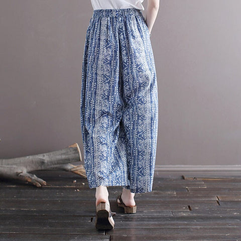 Women Summer Floral Loose Wide Leg Pants