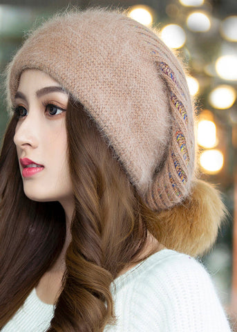 Vielseitige Herbst- und Winter-modische Beige The Rabbit Wool Strickmützen