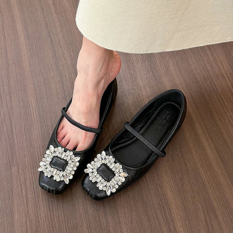 Designer Kristall Damen Ballerinas Mode Damen Casual Weiche Sohle Flats Frühling Damen Komfort Gummiband Ballerina Schuhe