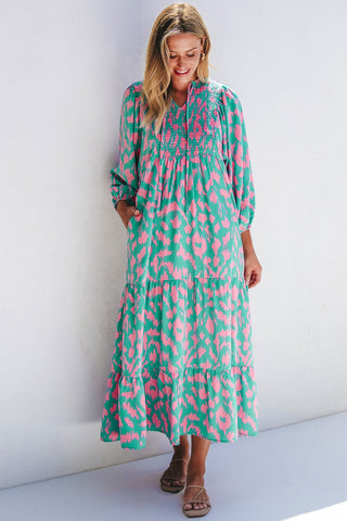 Langärmliges Midi-Strandkleid