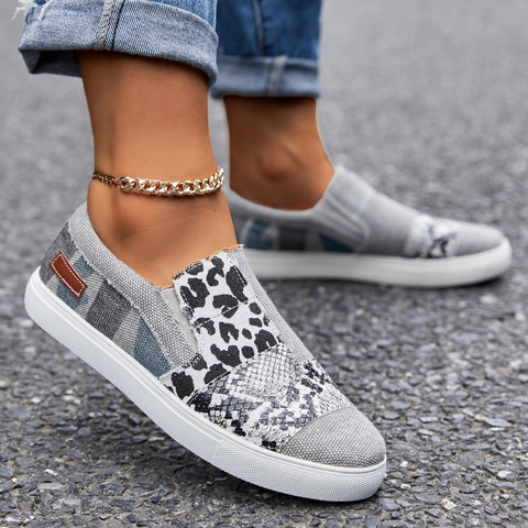 Lässige Slip-on-Plateau-Sneakers mit flachem Absatz und Loafer-Schuhen