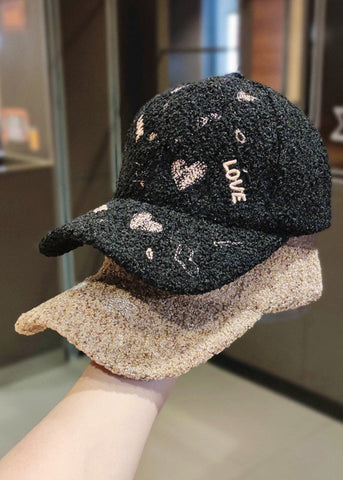 DIY schwarze Buchstabenstickerei Woll-Baseballmütze