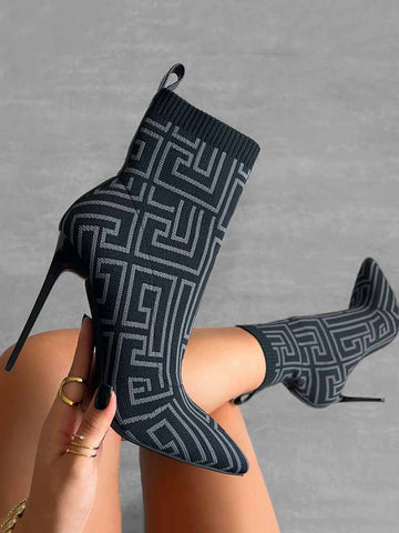 Stiletto Sock Ankle Boots