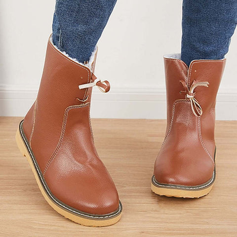 Warm Cotton Lined Snow Ankle Boots Wide Width Flat Booties