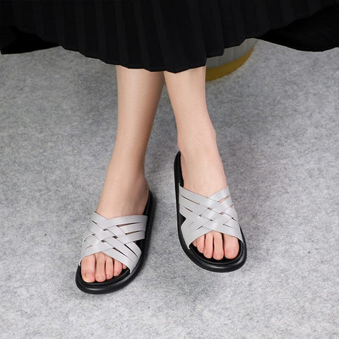 Summer Stylish Plaited Leather Casual Slippers
