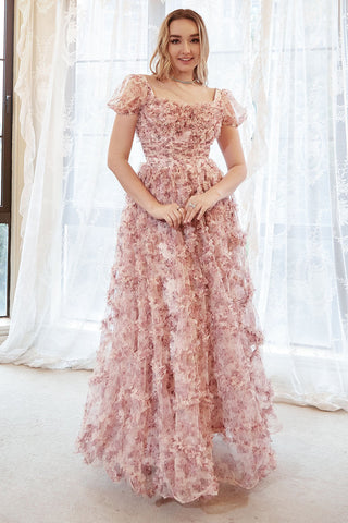 A-Linie Herzausschnitt Elfenbein Rot Blume Ballkleid Übergröße