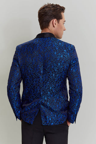 Königsblauer, zweiteiliger Slim Fit Herrenanzug mit Schalkragen